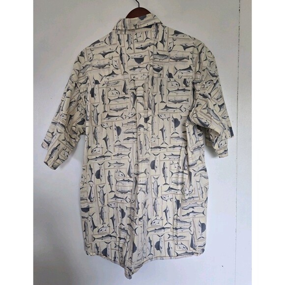 Columbia Shirt Mens XL Fish Print Button Up All Over Print Short Sleeve AOP - Picture 5 of 7